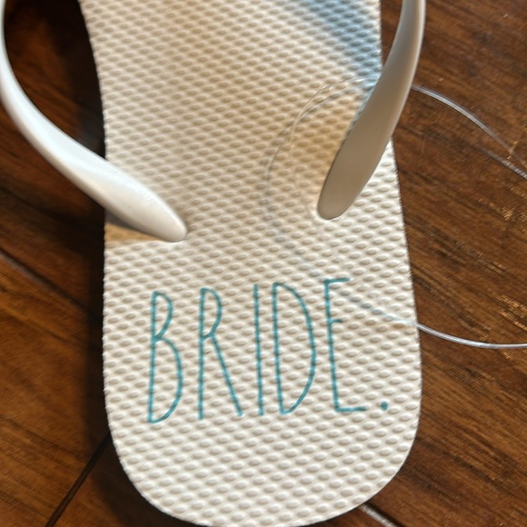 RAE DUNN white bride FLIP FLOPS SLIDES NWT - Picture 7 of 7